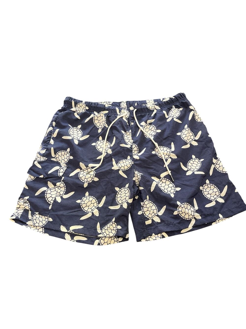 Rain Forest Men's Swim Trunks-Sz
L-Navy blue/Turtles-Mesh lined-Drawstring-1132